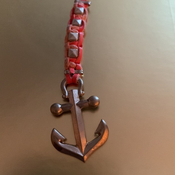 NEW Orange Antiqued Gold Metal Anchor Fashion Studded Bracelet Women’s Jewelry - Picture 8 of 9
